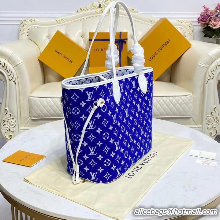 Reasonable Price Louis Vuitton Original Leather Monogram Canvas Neverfull MM M46220 Blue