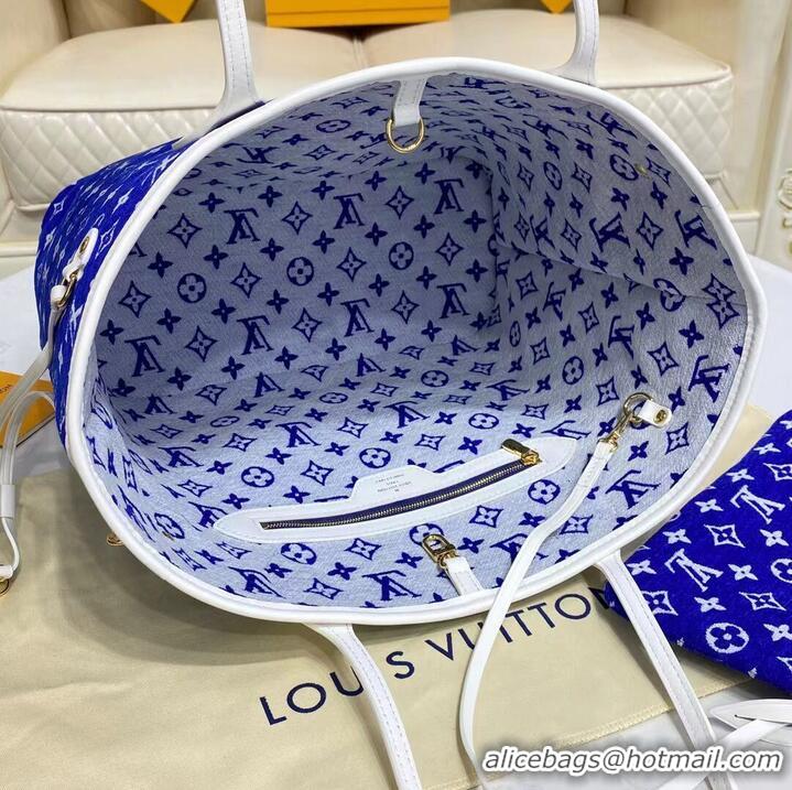 Reasonable Price Louis Vuitton Original Leather Monogram Canvas Neverfull MM M46220 Blue