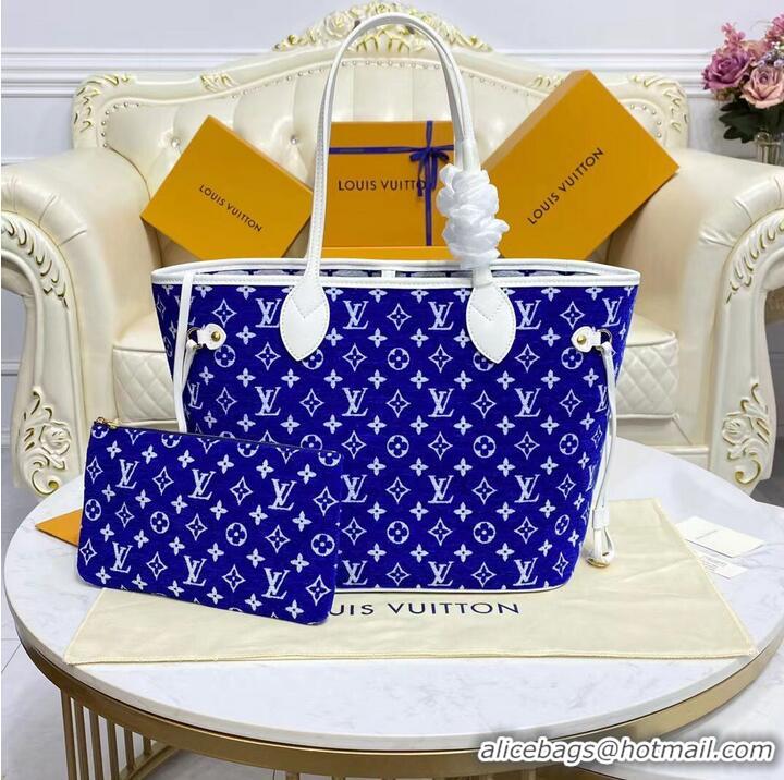 Reasonable Price Louis Vuitton Original Leather Monogram Canvas Neverfull MM M46220 Blue