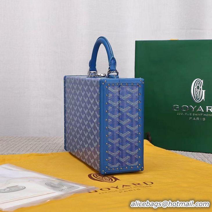 New Style Goyard Hotel Box Bag Clamecy Leather GY1409 Light Blue