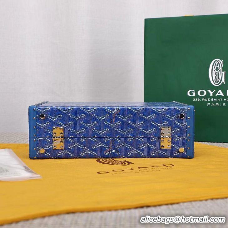 New Style Goyard Hotel Box Bag Clamecy Leather GY1409 Light Blue