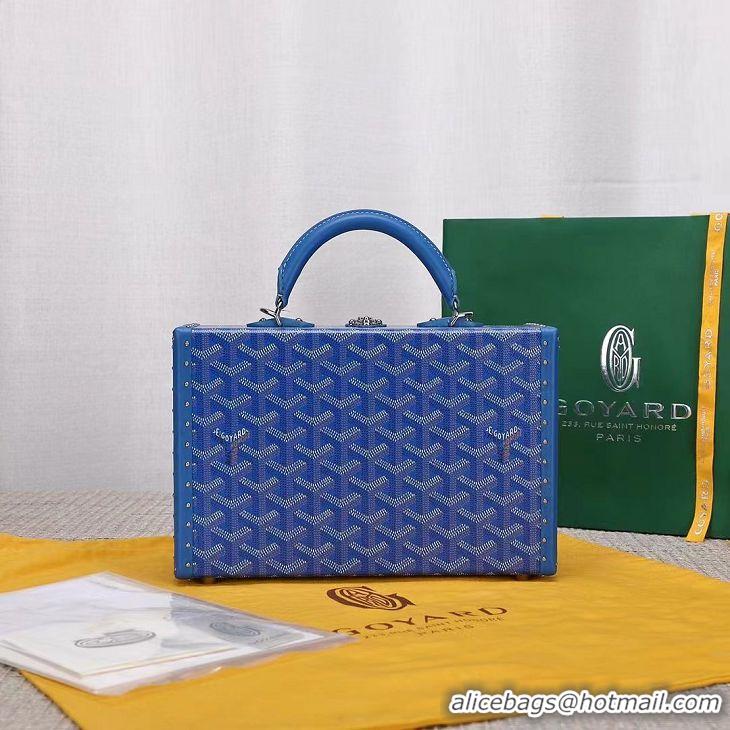 New Style Goyard Hotel Box Bag Clamecy Leather GY1409 Light Blue