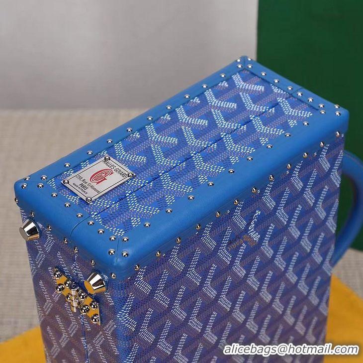 New Style Goyard Hotel Box Bag Clamecy Leather GY1409 Light Blue