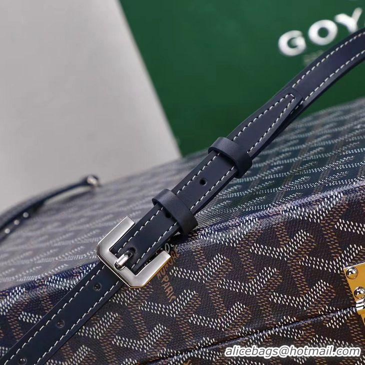 Good Taste Goyard Hotel Box Bag Clamecy Leather GY1409 Navy Blue