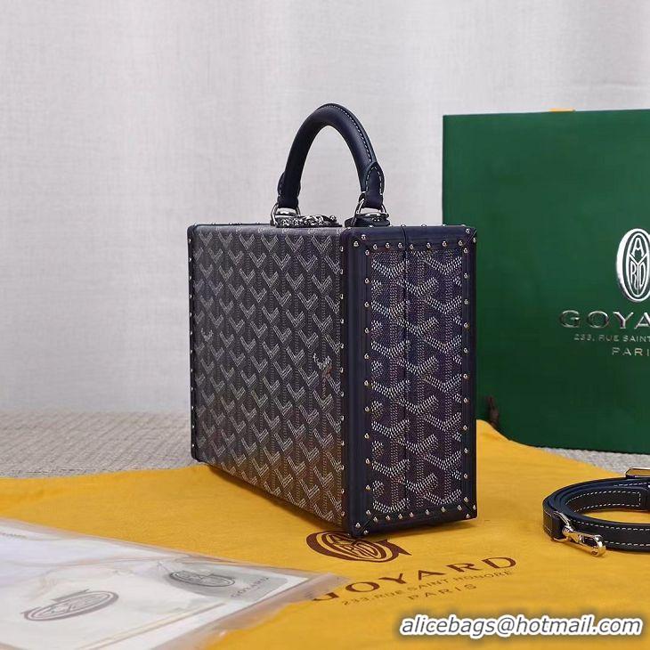 Good Taste Goyard Hotel Box Bag Clamecy Leather GY1409 Navy Blue