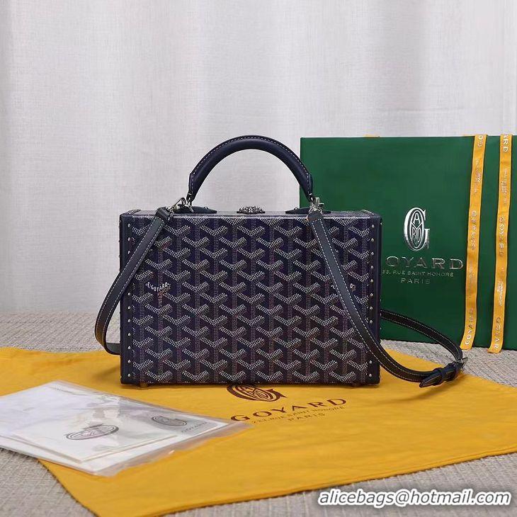 Good Taste Goyard Hotel Box Bag Clamecy Leather GY1409 Navy Blue