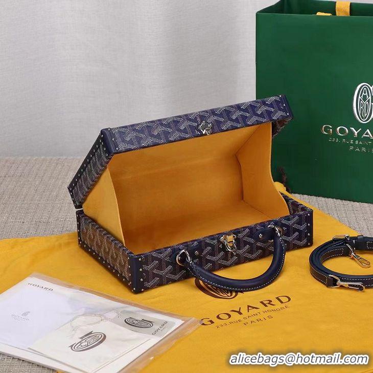 Good Taste Goyard Hotel Box Bag Clamecy Leather GY1409 Navy Blue