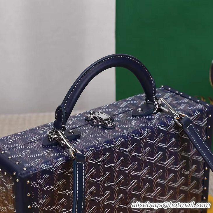 Good Taste Goyard Hotel Box Bag Clamecy Leather GY1409 Navy Blue