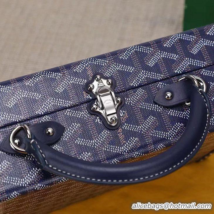 Good Taste Goyard Hotel Box Bag Clamecy Leather GY1409 Navy Blue