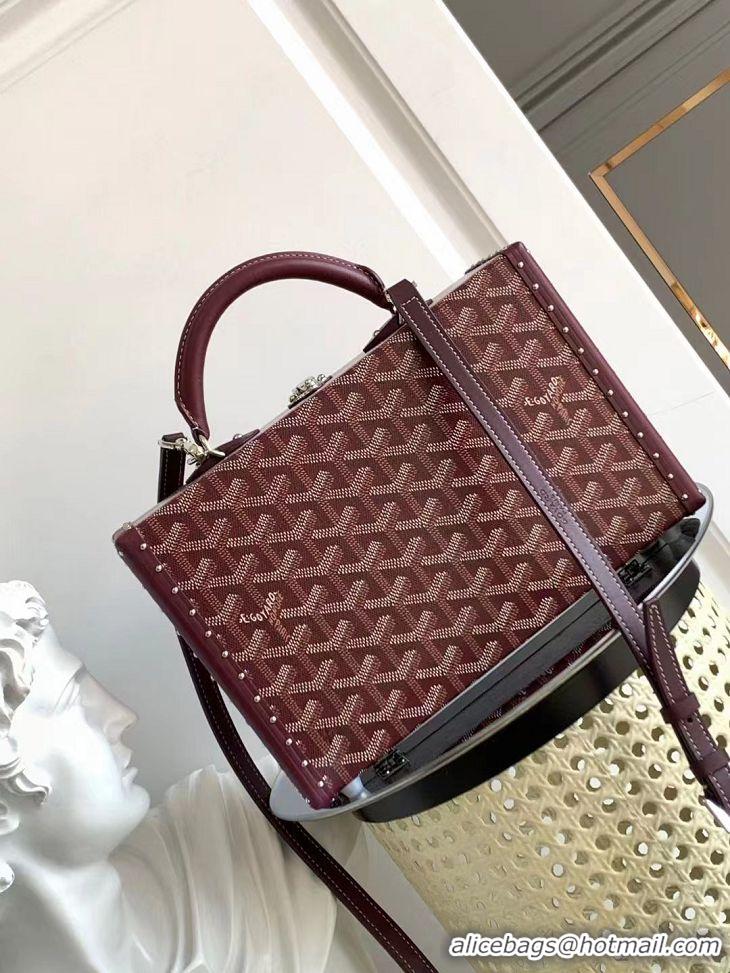 Most Popular Goyard Hotel Box Bag Clamecy Leather GY1409 Burgundy