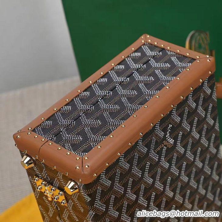 Top Design Goyard Hotel Box Bag Clamecy Leather GY1409 Black And Tan