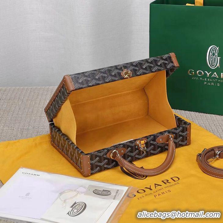 Top Design Goyard Hotel Box Bag Clamecy Leather GY1409 Black And Tan