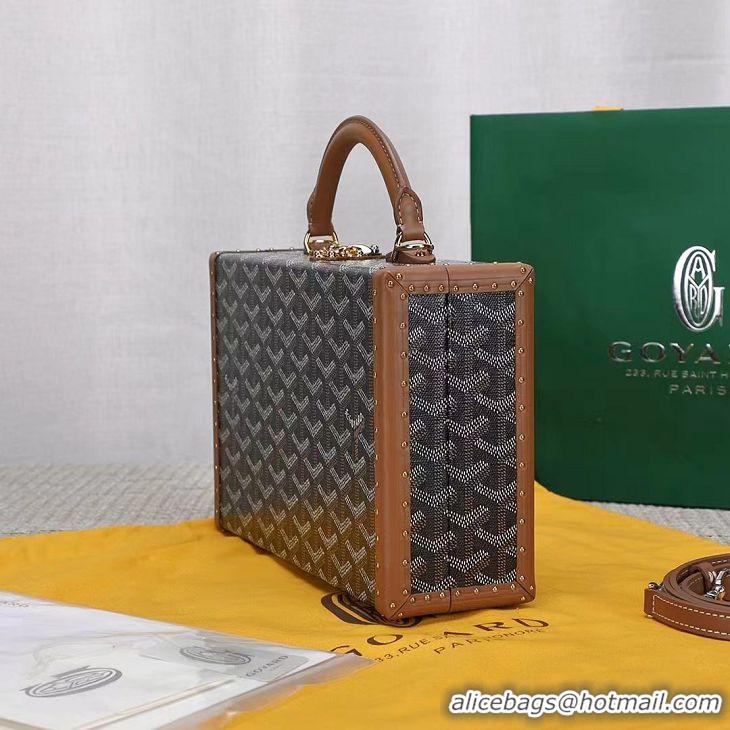 Top Design Goyard Hotel Box Bag Clamecy Leather GY1409 Black And Tan