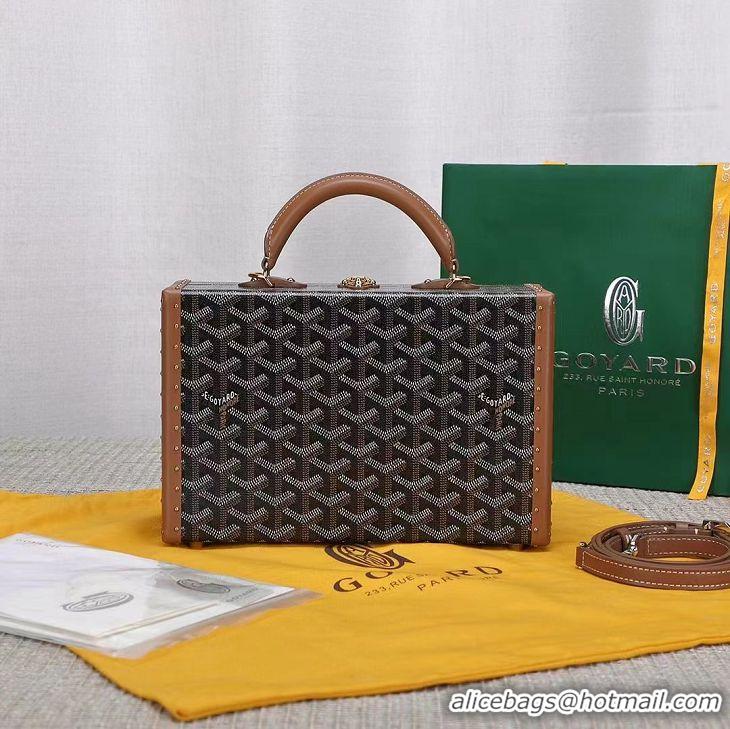 Top Design Goyard Hotel Box Bag Clamecy Leather GY1409 Black And Tan