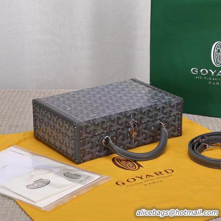 Best Price Goyard Hotel Box Bag Clamecy Leather GY1409 Dark Grey