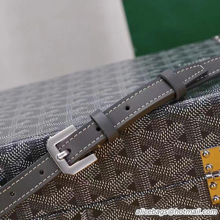 Best Price Goyard Hotel Box Bag Clamecy Leather GY1409 Dark Grey