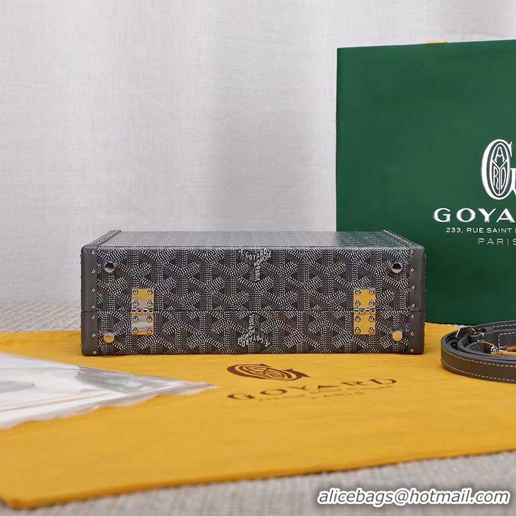 Best Price Goyard Hotel Box Bag Clamecy Leather GY1409 Dark Grey