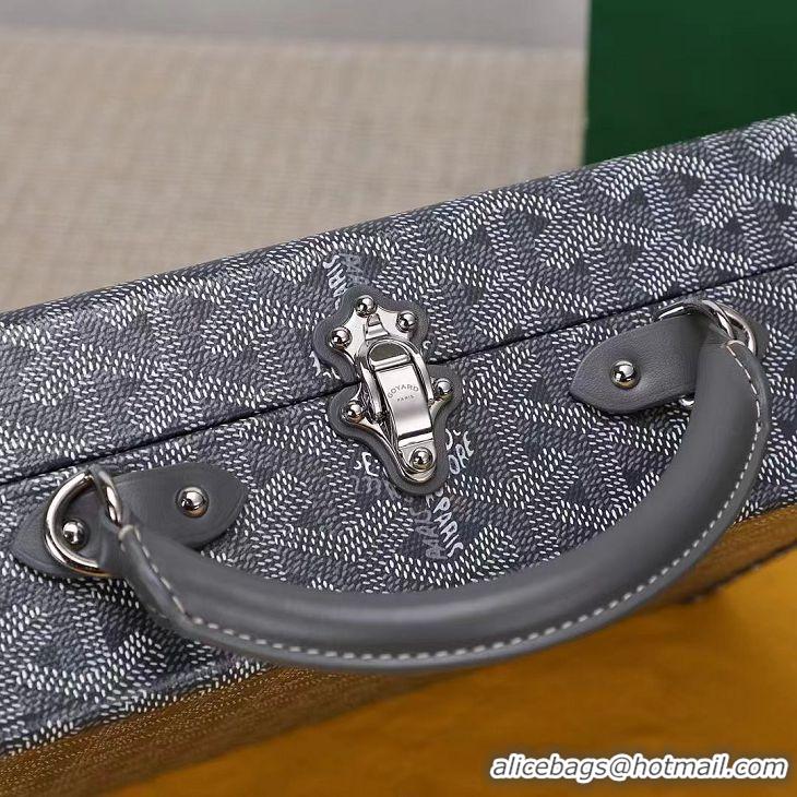 Best Price Goyard Hotel Box Bag Clamecy Leather GY1409 Dark Grey