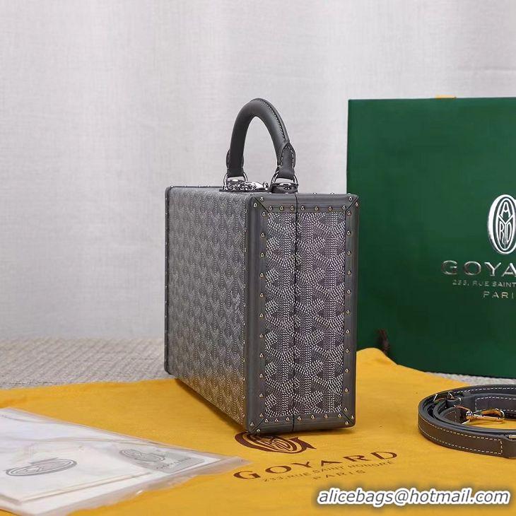 Best Price Goyard Hotel Box Bag Clamecy Leather GY1409 Dark Grey