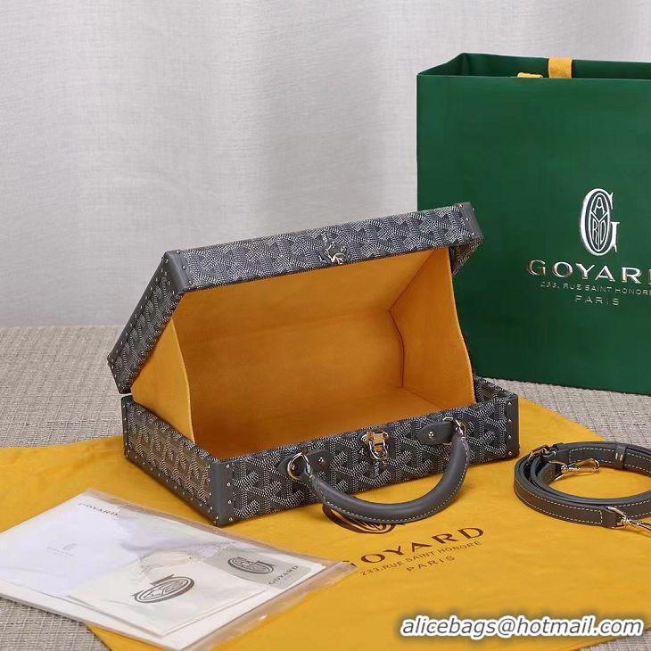 Best Price Goyard Hotel Box Bag Clamecy Leather GY1409 Dark Grey