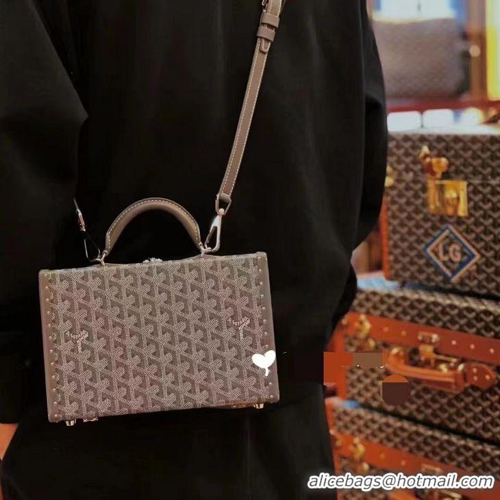 Best Price Goyard Hotel Box Bag Clamecy Leather GY1409 Dark Grey