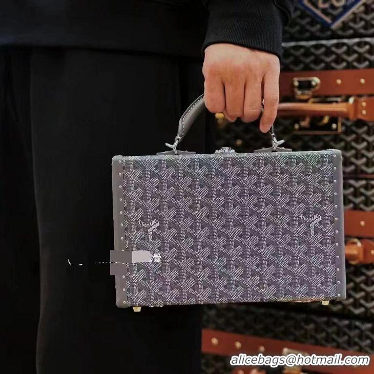 Best Price Goyard Hotel Box Bag Clamecy Leather GY1409 Dark Grey