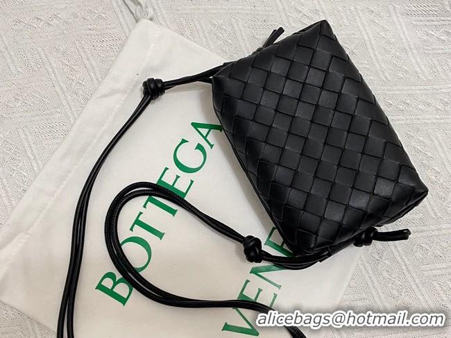 Super Quality Bottega Veneta Mini intrecciato leather cross-body bag 680254 black