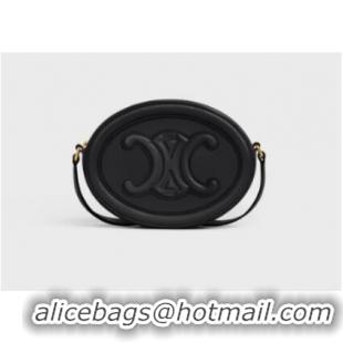 Cheapest Celine OVAL BAG CUIR TRIOMPHE IN SMOOTH CALFSKIN 198603 BLACK