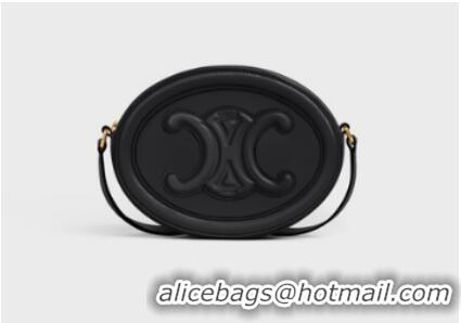 Cheapest Celine OVAL BAG CUIR TRIOMPHE IN SMOOTH CALFSKIN 198603 BLACK