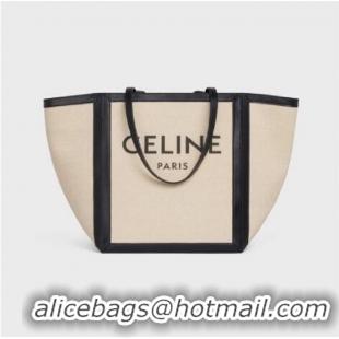 Top Grade Celine Large Square In Textile With Celine Print And Calfskin C8741 Vanilla/Black