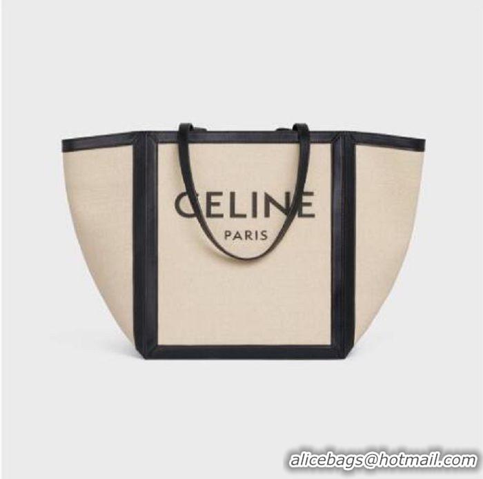 Top Grade Celine Large Square In Textile With Celine Print And Calfskin C8741 Vanilla/Black