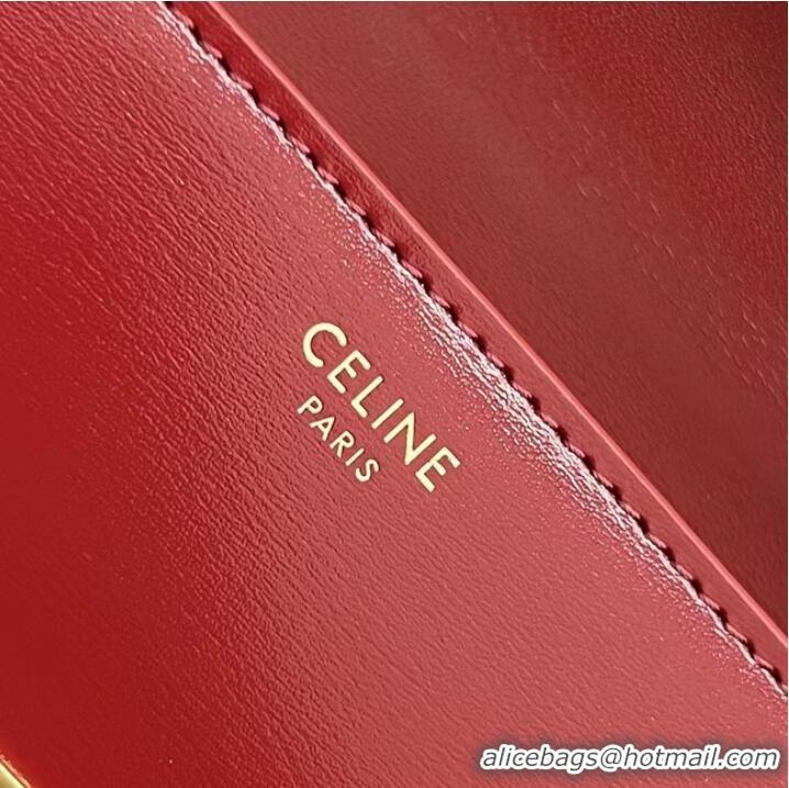 Top Quality Celine CHAIN SHOULDER BAG TRIOMPHE IN SHINY CALFSKIN 197993 CARMIN