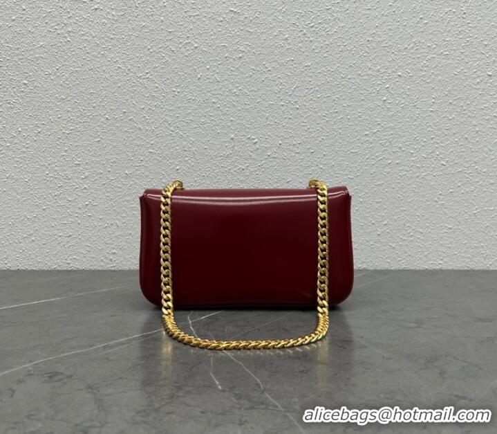 Top Quality Celine CHAIN SHOULDER BAG TRIOMPHE IN SHINY CALFSKIN 197993 CARMIN