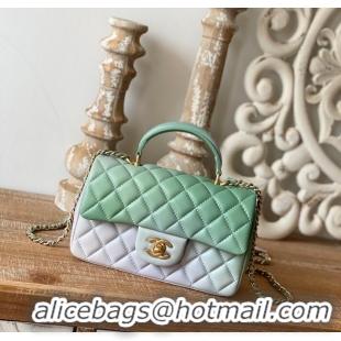 Buy Fashionable CHANEL mini flap bag with top handle AS2431 Green