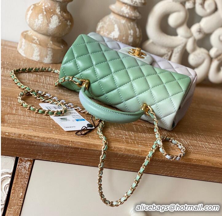 Buy Fashionable CHANEL mini flap bag with top handle AS2431 Green