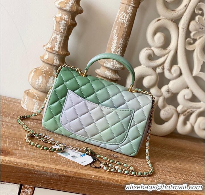 Buy Fashionable CHANEL mini flap bag with top handle AS2431 Green