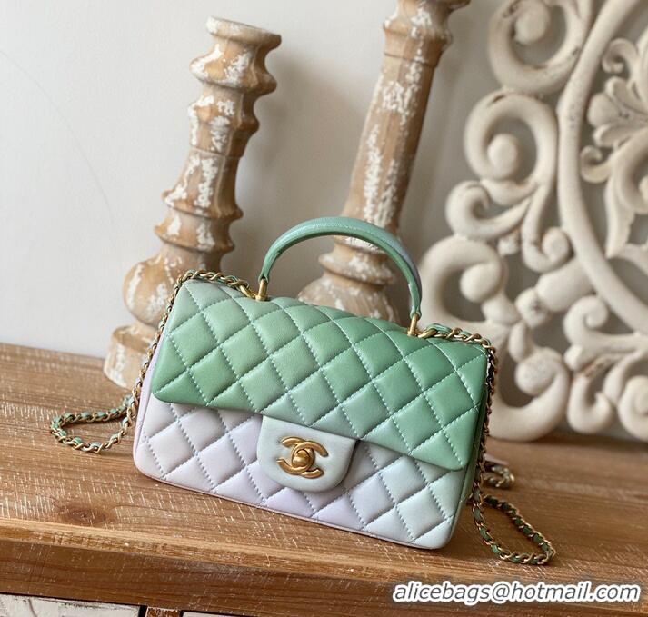 Buy Fashionable CHANEL mini flap bag with top handle AS2431 Green