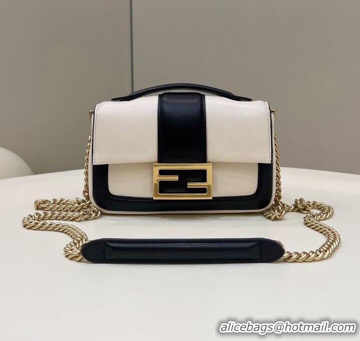 Super Quality Fendi Baguette Sheepskin bag 8BR6551 Cream & black