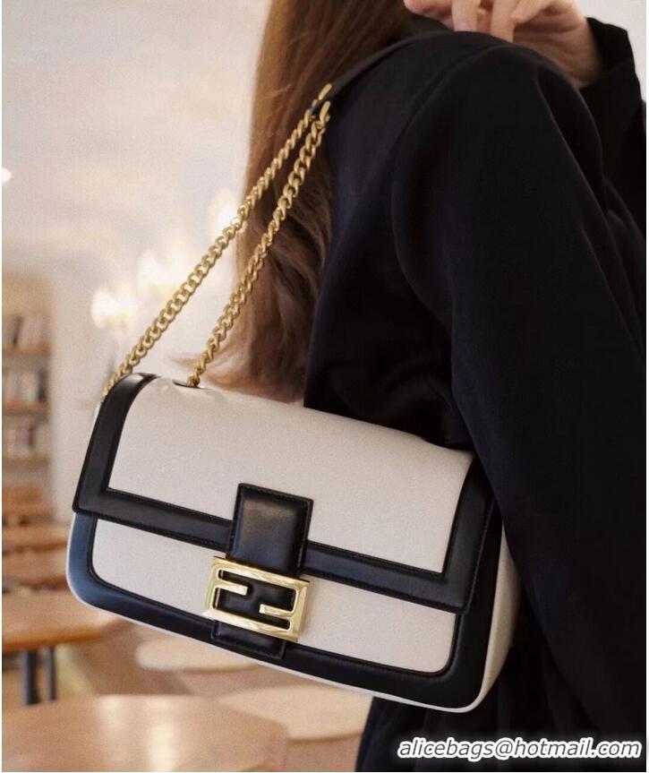 Affordable Price Fendi Baguette Sheepskin bag 8BR6550 Cream & black