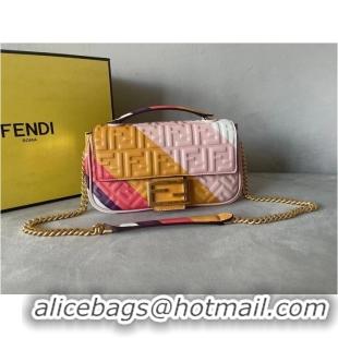 Pretty Style Fendi Baguette Chain Midi Leather bag with multicolor print 8BR6525