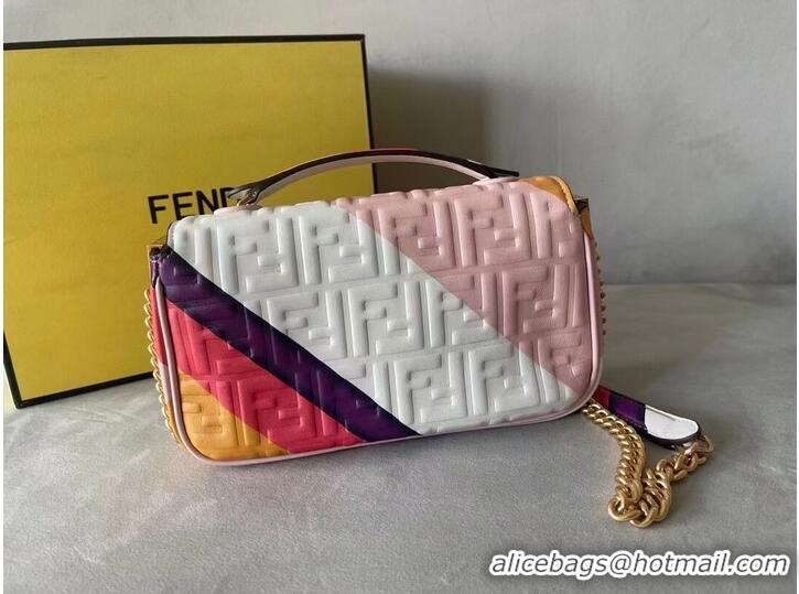 Pretty Style Fendi Baguette Chain Midi Leather bag with multicolor print 8BR6525