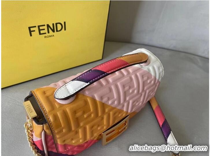 Pretty Style Fendi Baguette Chain Midi Leather bag with multicolor print 8BR6525