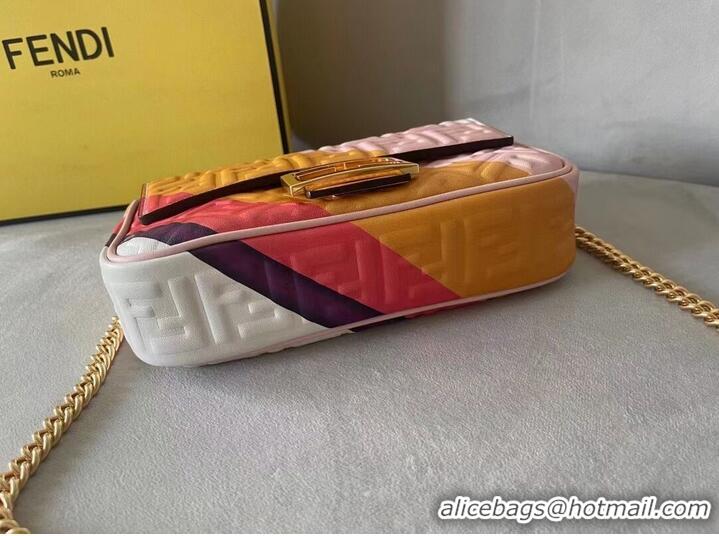 Pretty Style Fendi Baguette Chain Midi Leather bag with multicolor print 8BR6525