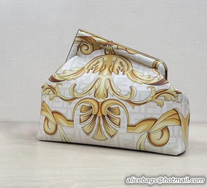 Most Popular Fendi First Medium Fendace White printed silk bag 8BP127A