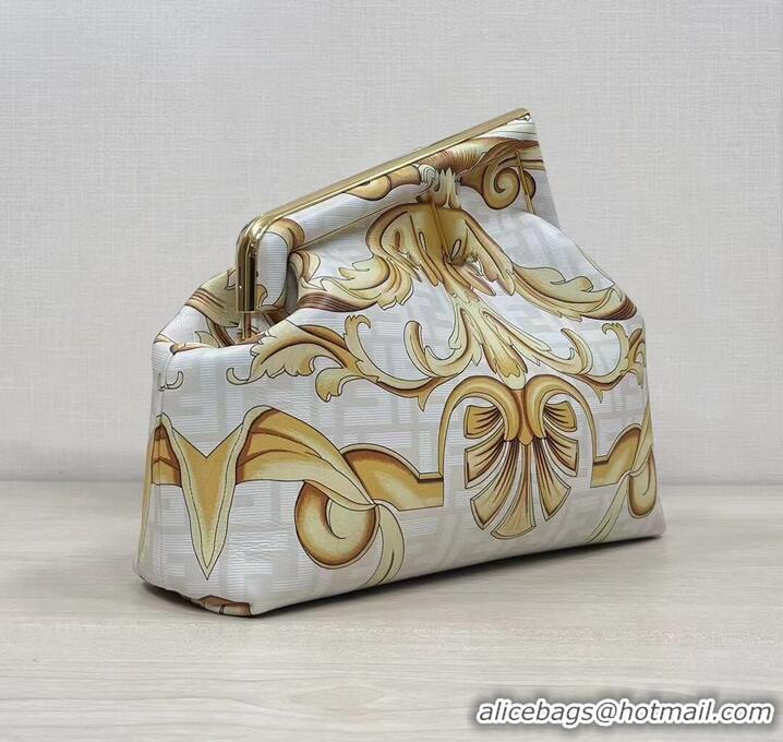 Most Popular Fendi First Medium Fendace White printed silk bag 8BP127A