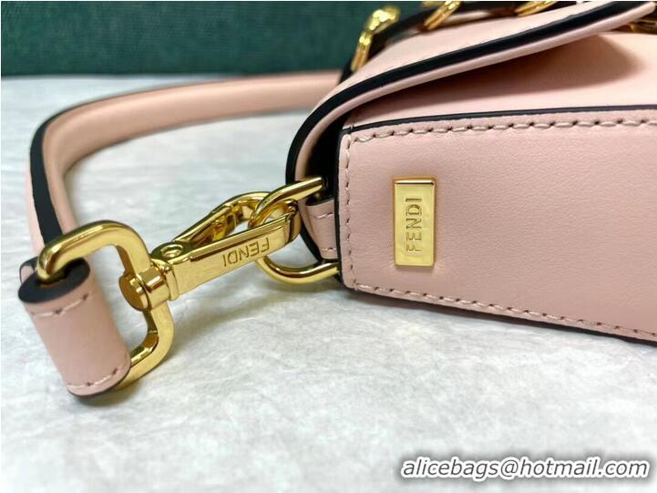 Shop Grade Fendi Brooch mini baguette Fendace leather bag 8BS066A pink