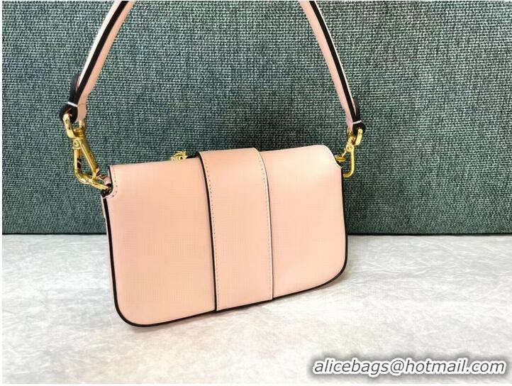 Shop Grade Fendi Brooch mini baguette Fendace leather bag 8BS066A pink