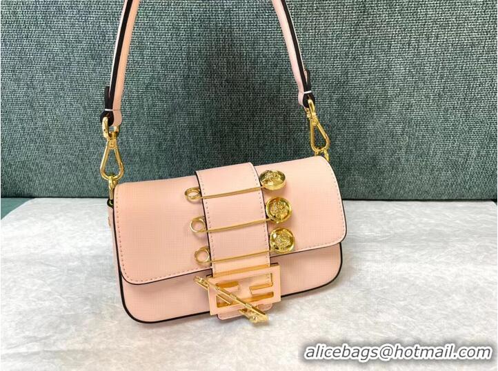 Shop Grade Fendi Brooch mini baguette Fendace leather bag 8BS066A pink