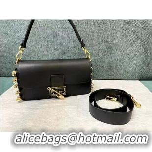 New Design Fendi Baguette brooch Fendace Black leather bag 8BR801