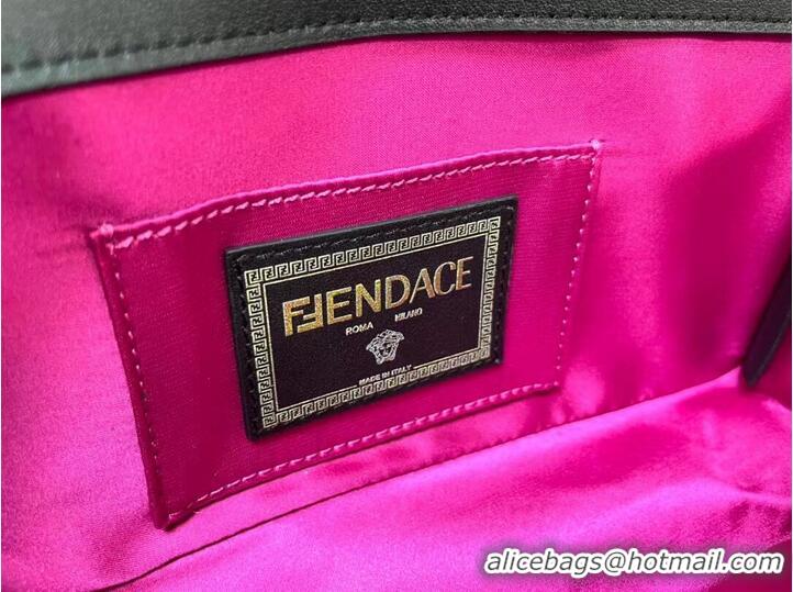 New Design Fendi Baguette brooch Fendace Black leather bag 8BR801